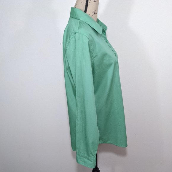 NWOT Christopher & Banks Solid Green Shirt Collared Top Button Womens Size M - Picture 5 of 7